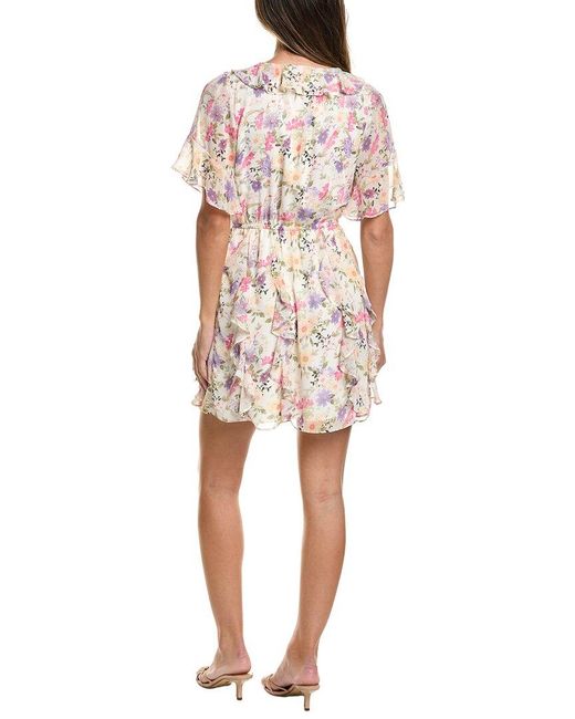 Cece White Waterfall Ruffle Mini Dress