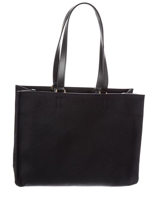 Ferragamo Black Logo Large Leather-trim Tote