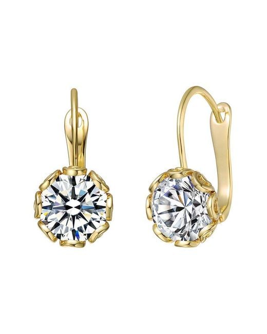 Rachel Glauber Metallic 14k Plated Cz Drop Earrings