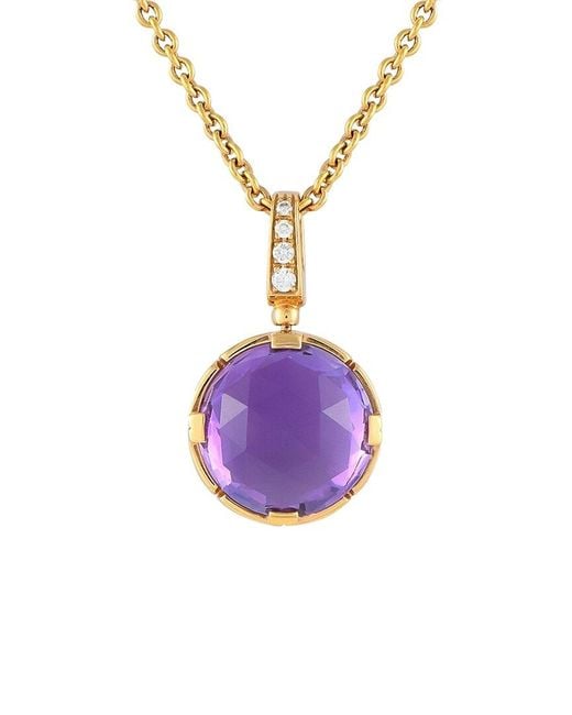 BVLGARI Purple 18K Rose 0.10 Ct. Tw. Diamond & Amethyst Necklace (Authentic Pre-Loved)