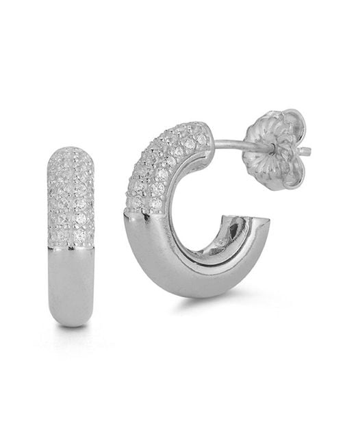 Glaze Jewelry Multicolor Rhodium Plated Cz Mini Hoop Earrings