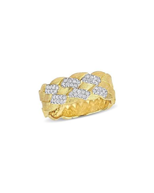 Rina Limor White 14k 0.24 Ct. Tw. Diamond Studded Basketweave Ring