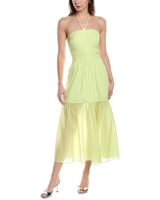 Joie Yellow Delphi Silk-Blend Midi Dress