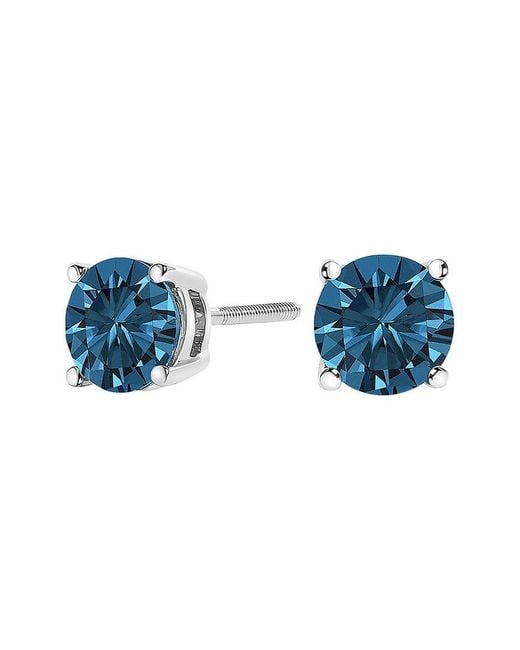 Haus of Brilliance Blue 14K 1.00 Ct. Tw. Lab-Grown Diamond Stud Earrings