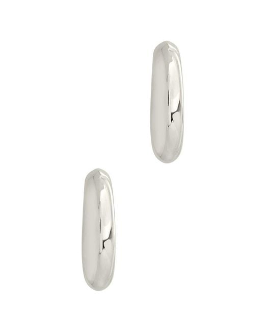 Sterling Forever White Rhodium Plated Chunky Tube Hoops