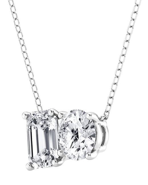 Lab Grown Diamonds White Platinum 2.75 Ct. Tw. Lab Grown Diamond Two Stone Pendant Necklace