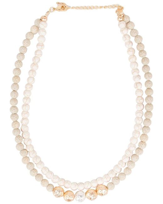 Saachi White Copper Natural Stones Layered Necklace