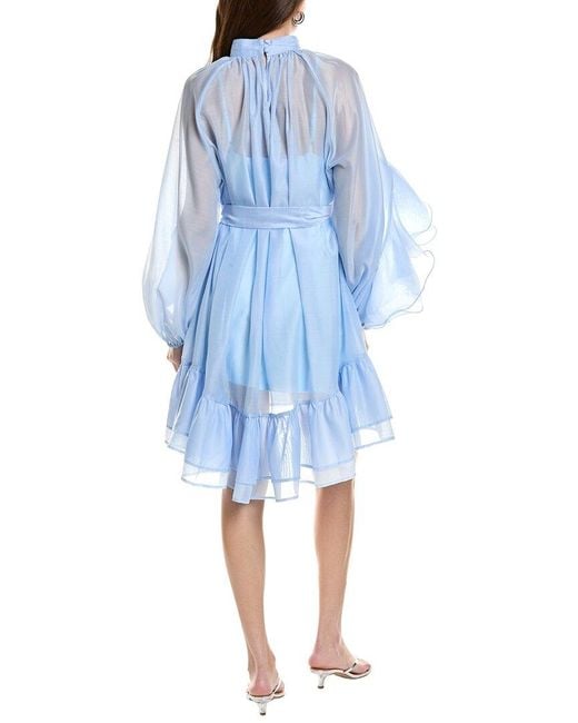 Beulah London Blue Long Sleeve Mini Dress