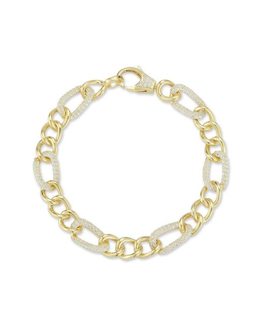 Chloe and Madison Metallic 14k Over Silver Cz Chunky Figaro Bracelet
