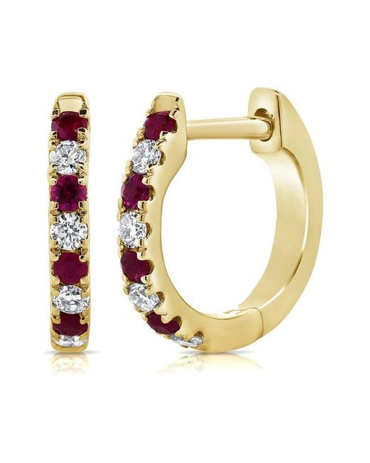 Sabrina Designs Metallic 14K 0.20 Ct. Tw. Diamond & Ruby Huggie Earrings
