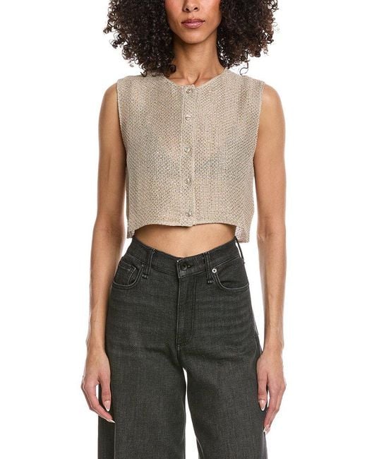 Leset Brown Stella Linen-Blend Vest