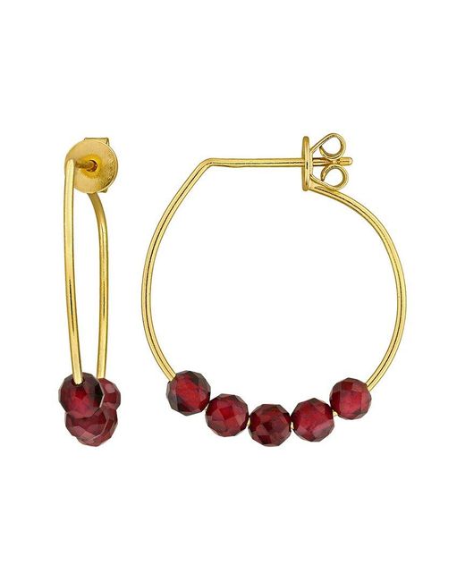Rina Limor Metallic 1.23 Ct. Tw. Garnet Hoop Earrings