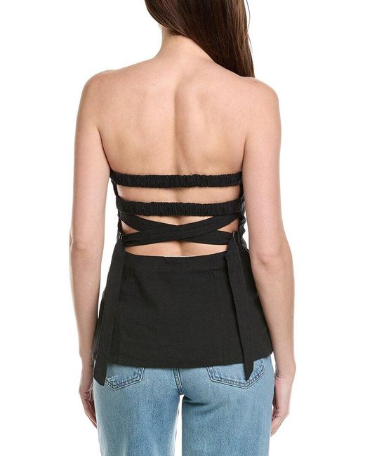 Free People Black Lora Linen-Blend Tube Top