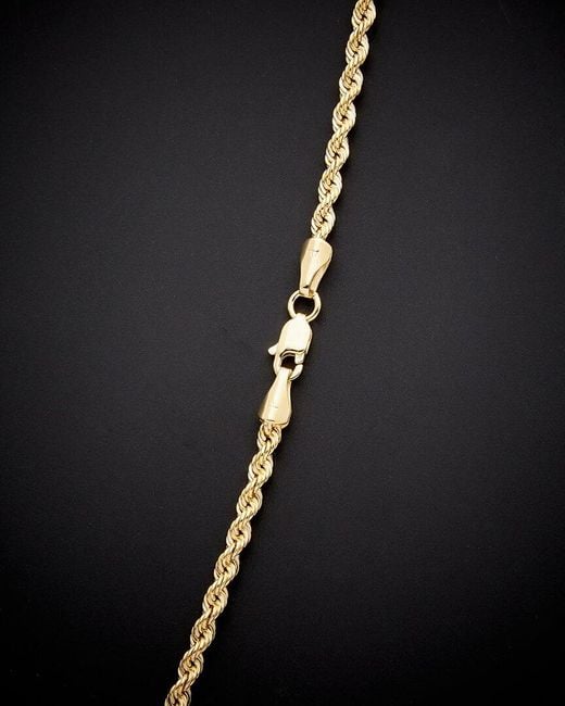 Italian Gold Black 14k Hollow Rope Chain Necklace