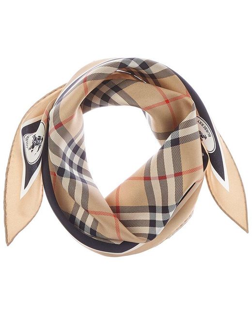 Burberry Pink Check Knight Silk Scarf