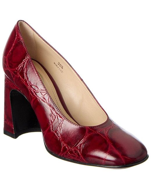 Tod's Red Croc-embossed Leather Pump