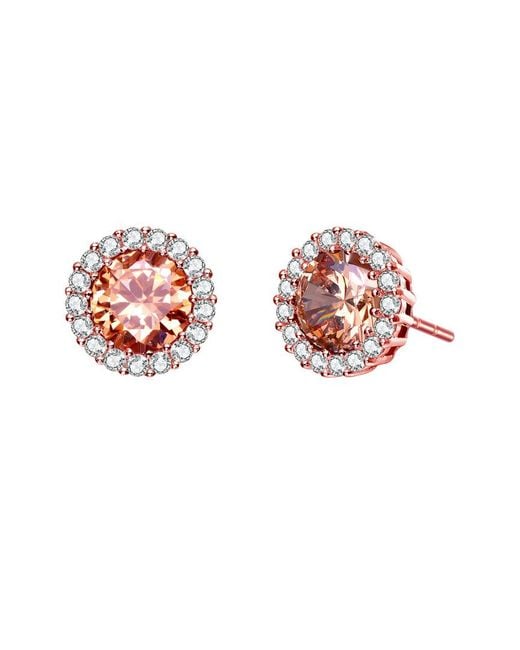 Genevive Jewelry Pink 14k Rose Gold Vermeil Cz Studs