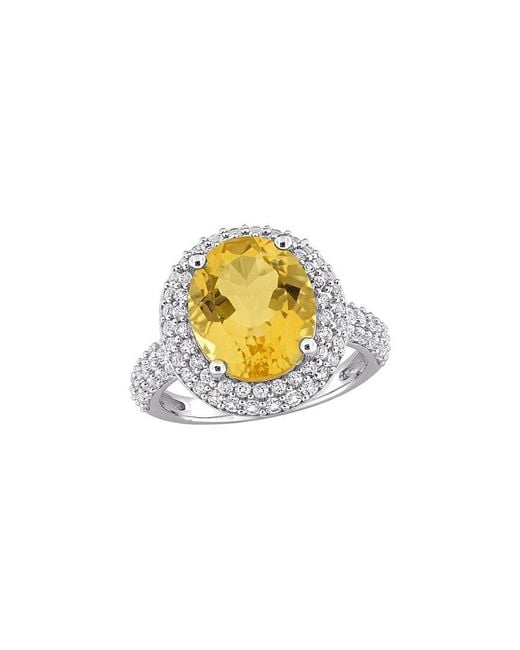 Rina Limor Metallic 64 Ct. Tw. Citrine, Topaz Double Halo Ring