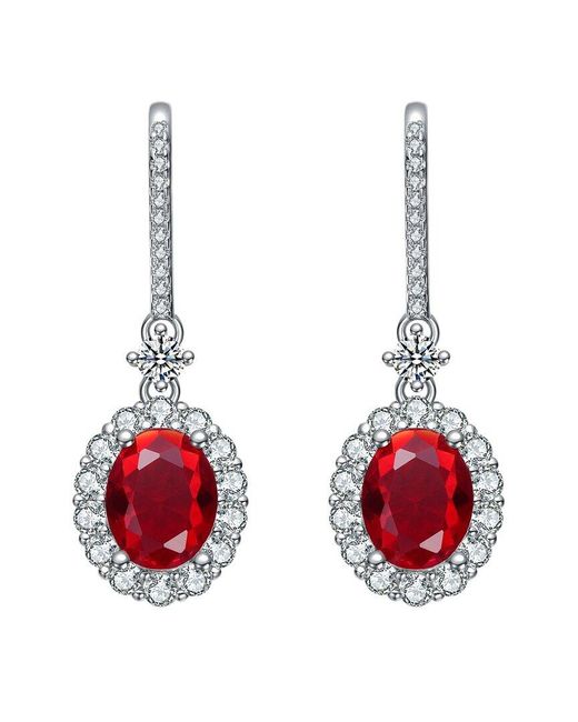 Rachel Glauber Red Diamond Cz Dangle Earrings
