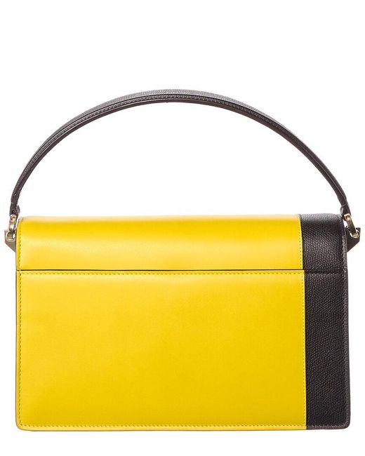 Valextra Yellow Swing Leather Shoulder Bag