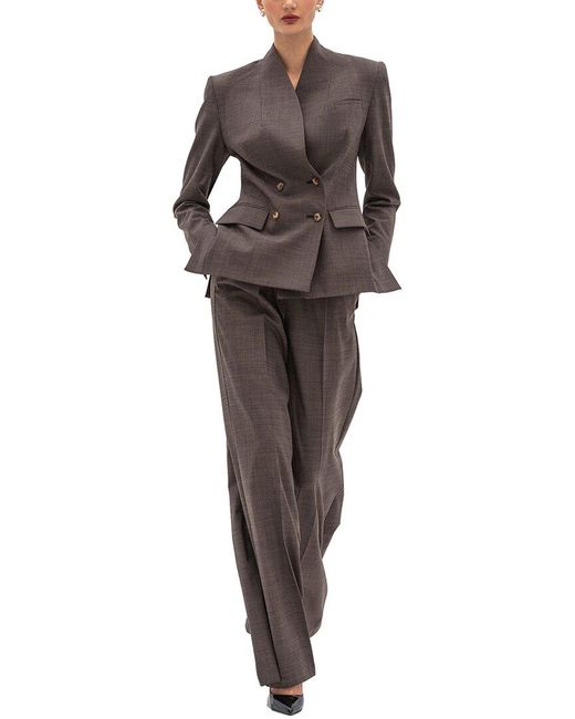 BGL Brown 2Pc Wool-Blend Jacket & Pant