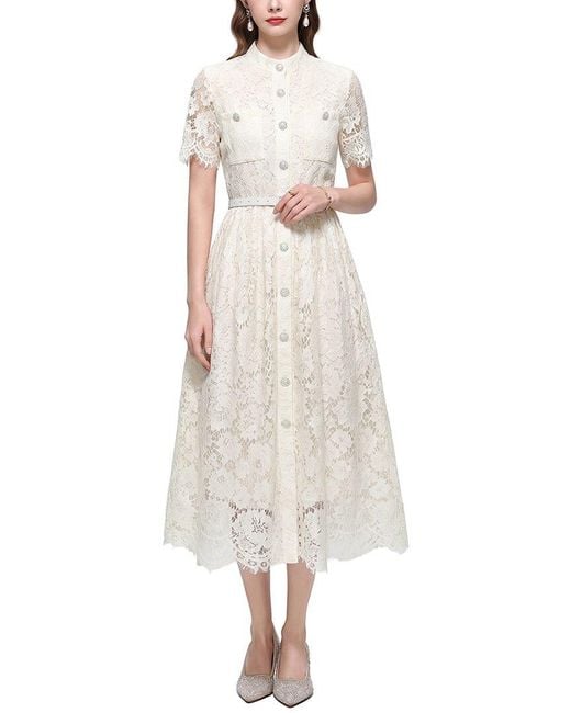 Kaimilan White Embellished Midi Dress