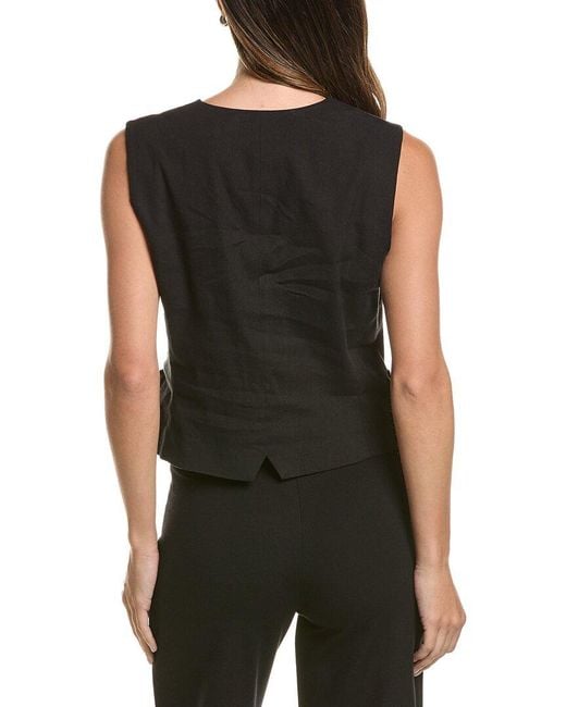 Theory Black Linen-Blend Vest