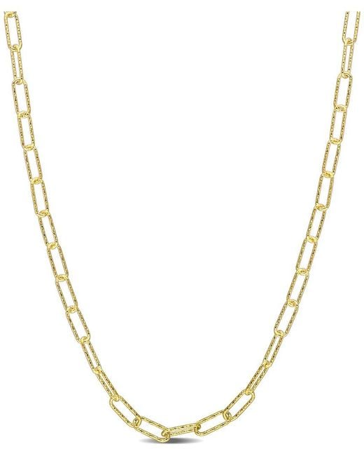 Italian Silver Metallic 18K Over Fancy Paperclip Chain Necklace