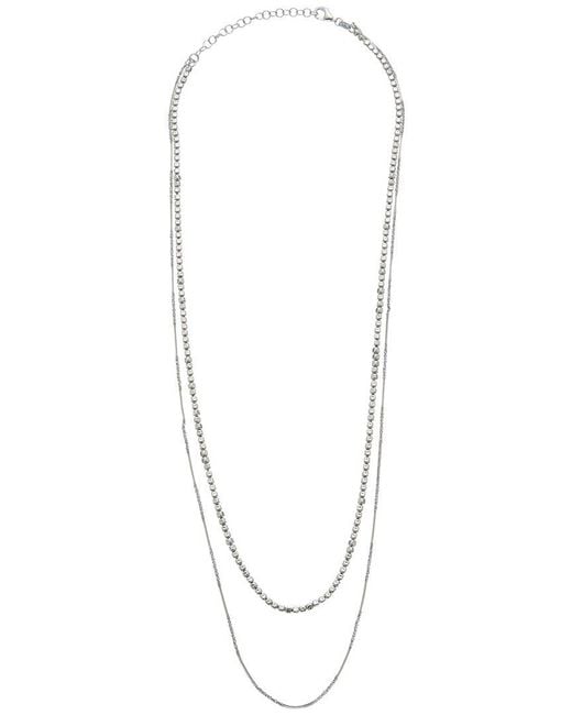 Italian Gold Over Silver White 18K Plated Multi Strand Necklace