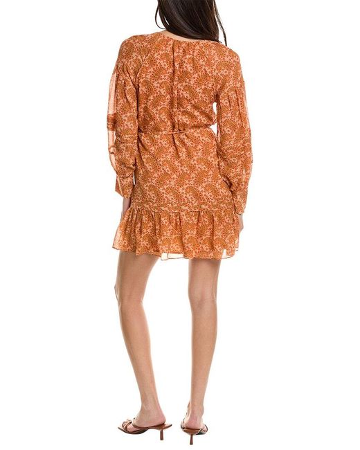 Joie Orange Bree Silk Mini Dress