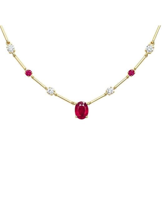 Jewels by Viomo Metallic 14K 5.52 Ct. Tw. Diamond & Ruby Necklace