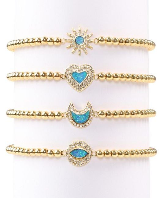Eye Candy LA White Roxanne Opal 24k Gold Plated Cz Bracelets
