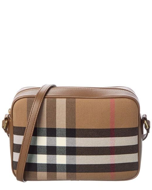 Burberry Brown Check Canvas & Leather Shoulder Bag