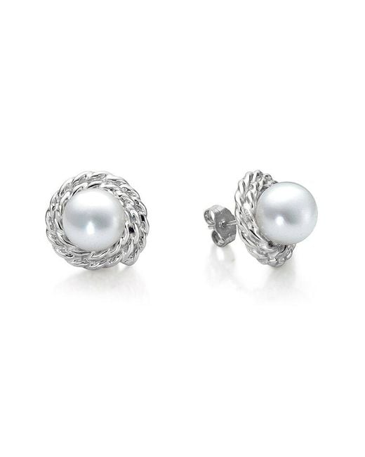 Belpearl Metallic Silver 8.5mm Freshwater Pearl Earrings