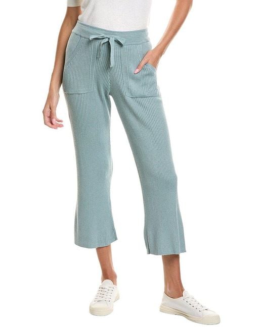 Splendid Blue Rib Knit Wide Leg Crop Pant