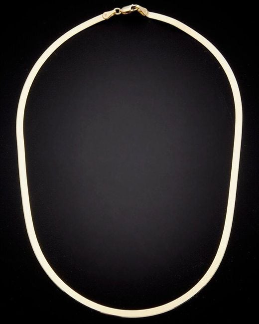 Italian Gold Black 14k Herringbone Chain Necklace