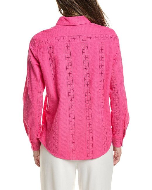 Foxcroft Pink Zoey Eyelet Shirt