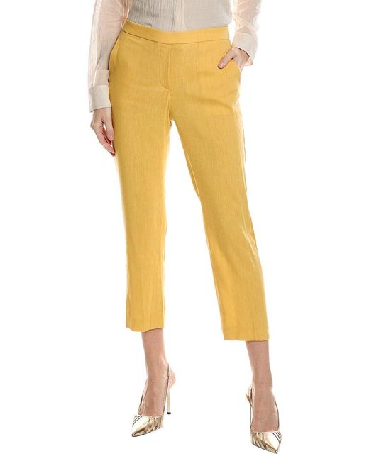 Theory Yellow Treeca Linen-blend Pull-on Pant