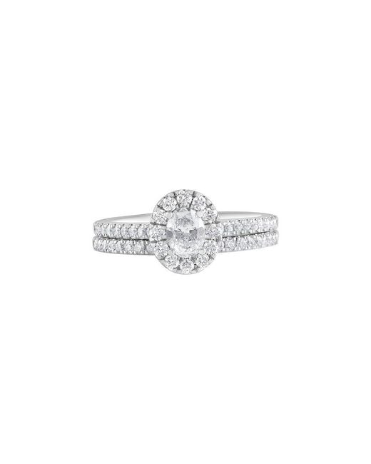 Lab Grown Diamonds White 14K 1.00 Ct. Tw. Lab Grown Diamond Halo Ring