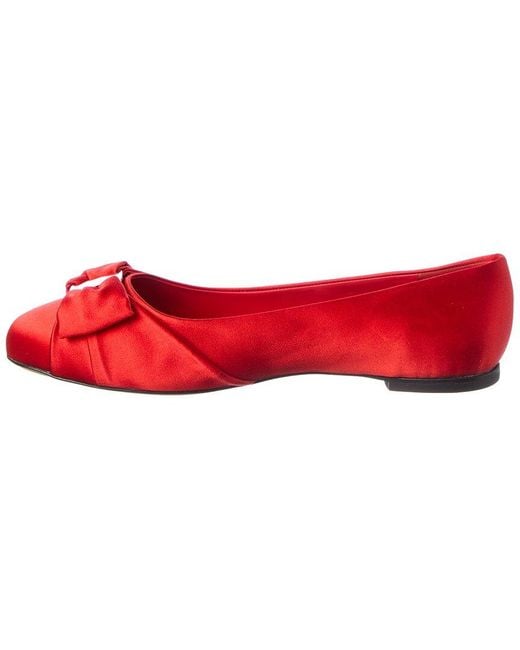 Ferragamo Red Varina Satin Flat
