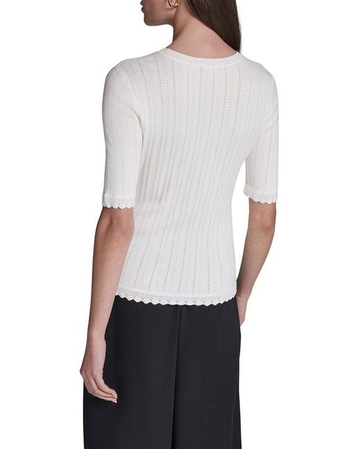 Halston Heritage White Pointelle Sweater
