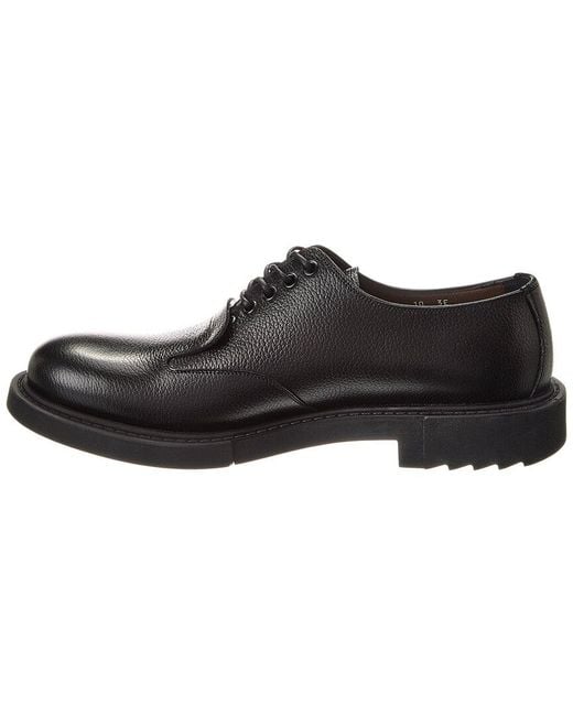 Ferragamo Black Lux Monsier Stirato Leather Dress Shoe for men
