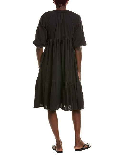 MER ST BARTH Black Sonja Popover Dress