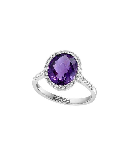 Effy Fine Jewelry Blue 14K 3.56 Ct. Tw. Diamond & Amethyst Ring