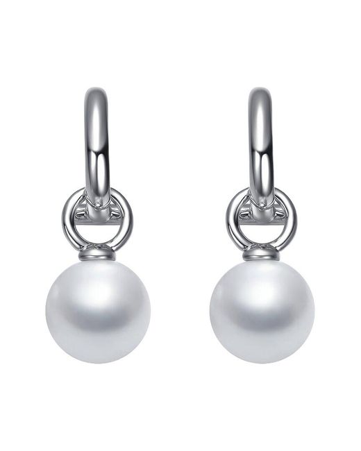 Rachel Glauber Metallic Diamond & Pearl Dangle Earrings