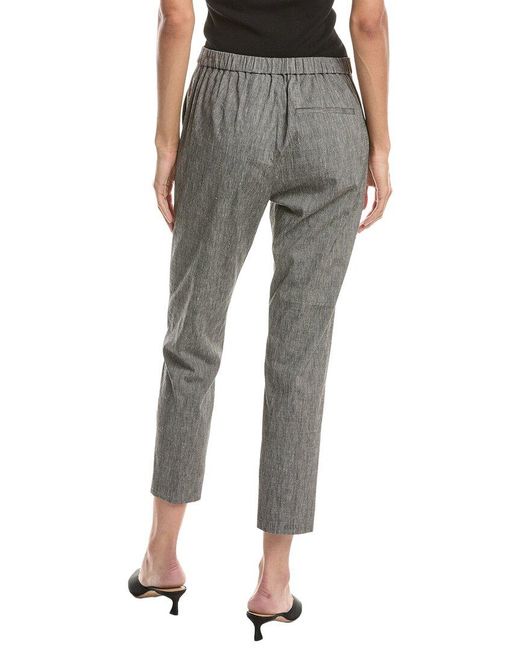 Theory Gray Treeca Pull On Linen-Blend Pant