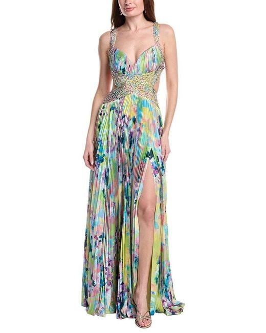 Jovani Blue Printed Gown