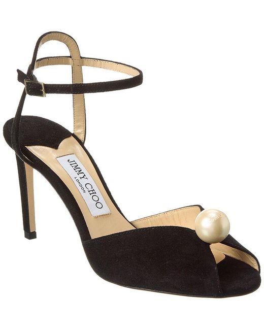 Jimmy Choo Black Sacora 85 Suede Sandal