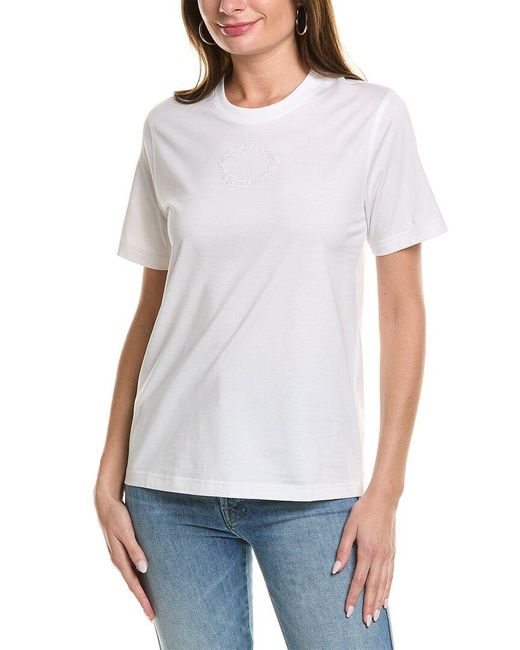 Burberry White Embroidered Oak Leaf Crest T-shirt