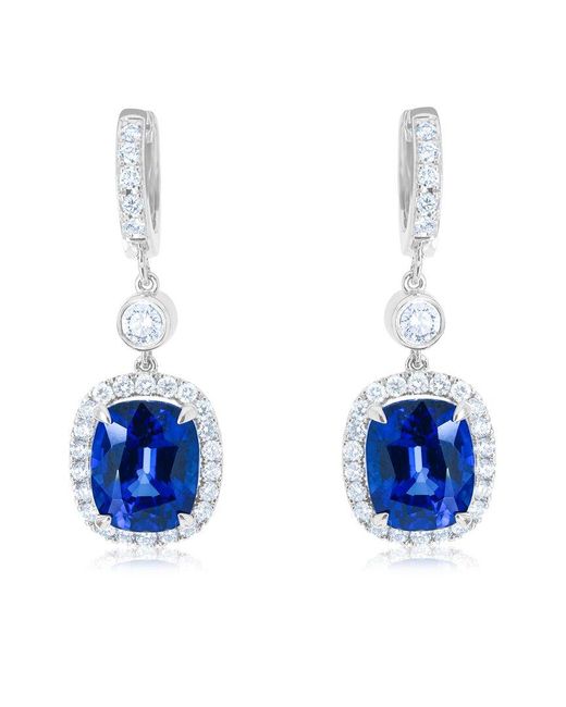 Diana M Blue Fine Jewelry 14K 9.56 Ct. Tw. Diamond & Sapphire Drop Earrings